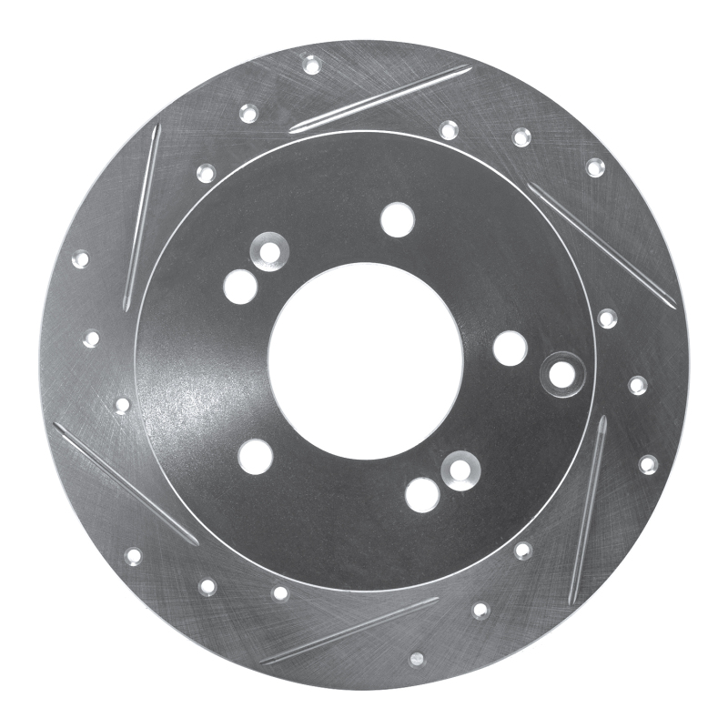 Kia Rondo Brake Rotor (1) - Rear Left - R1 Concepts - Drilled & Slotted - Silver - `07-`12